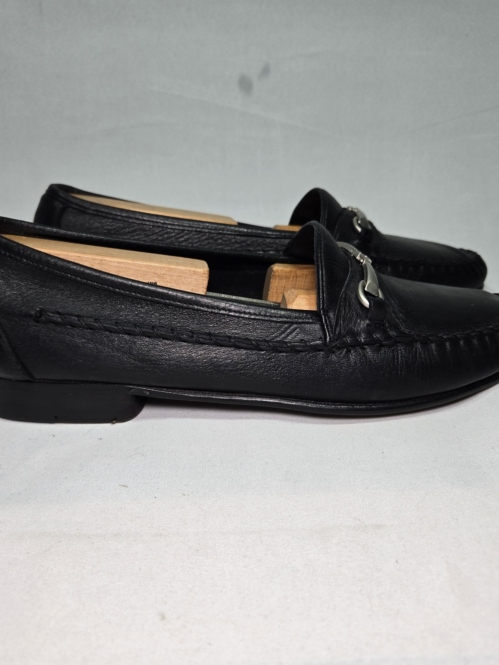 Vintage Bally of Switzerland Black Deerskin Horsebit Loafers Italy Mens 8
